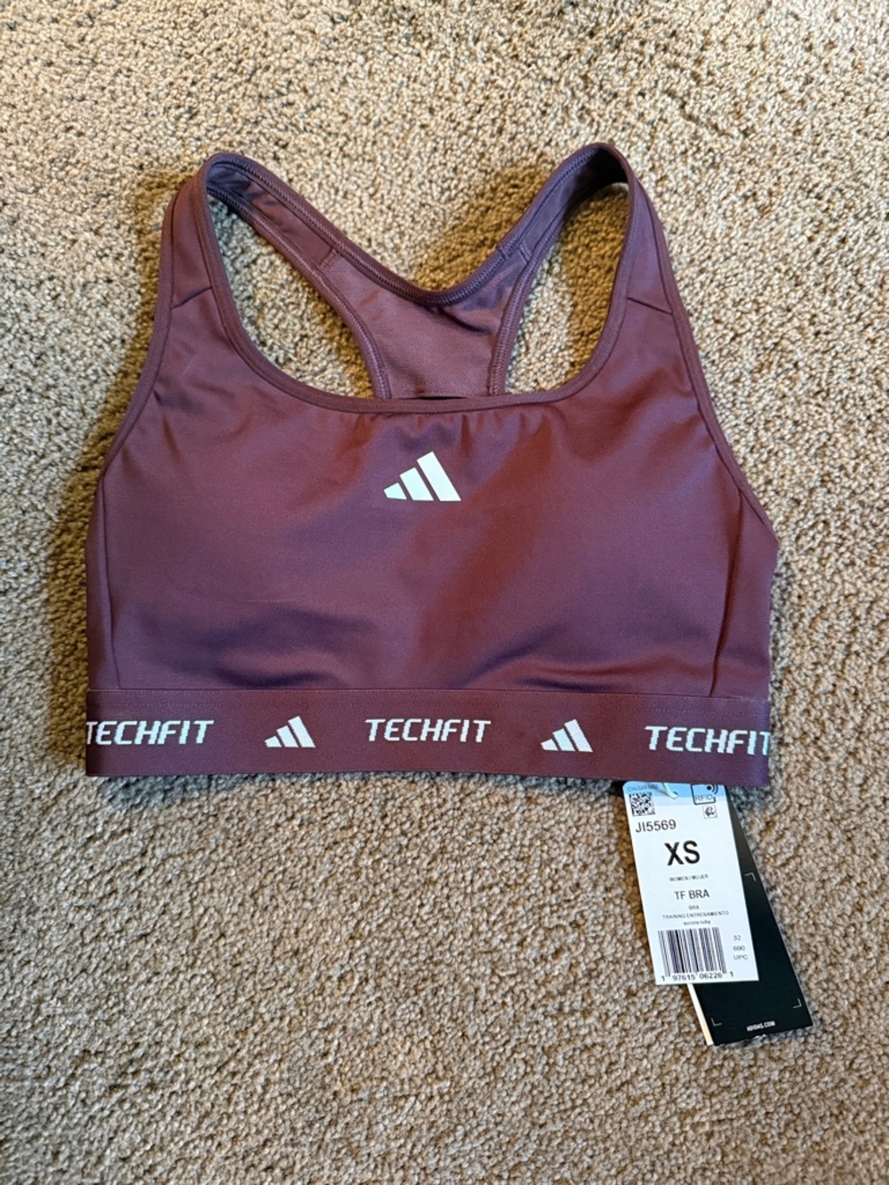 adidas Techfit Sports Bra - Maroon Women’s XS NWT